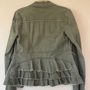 Free People Green Army ruffle jacket